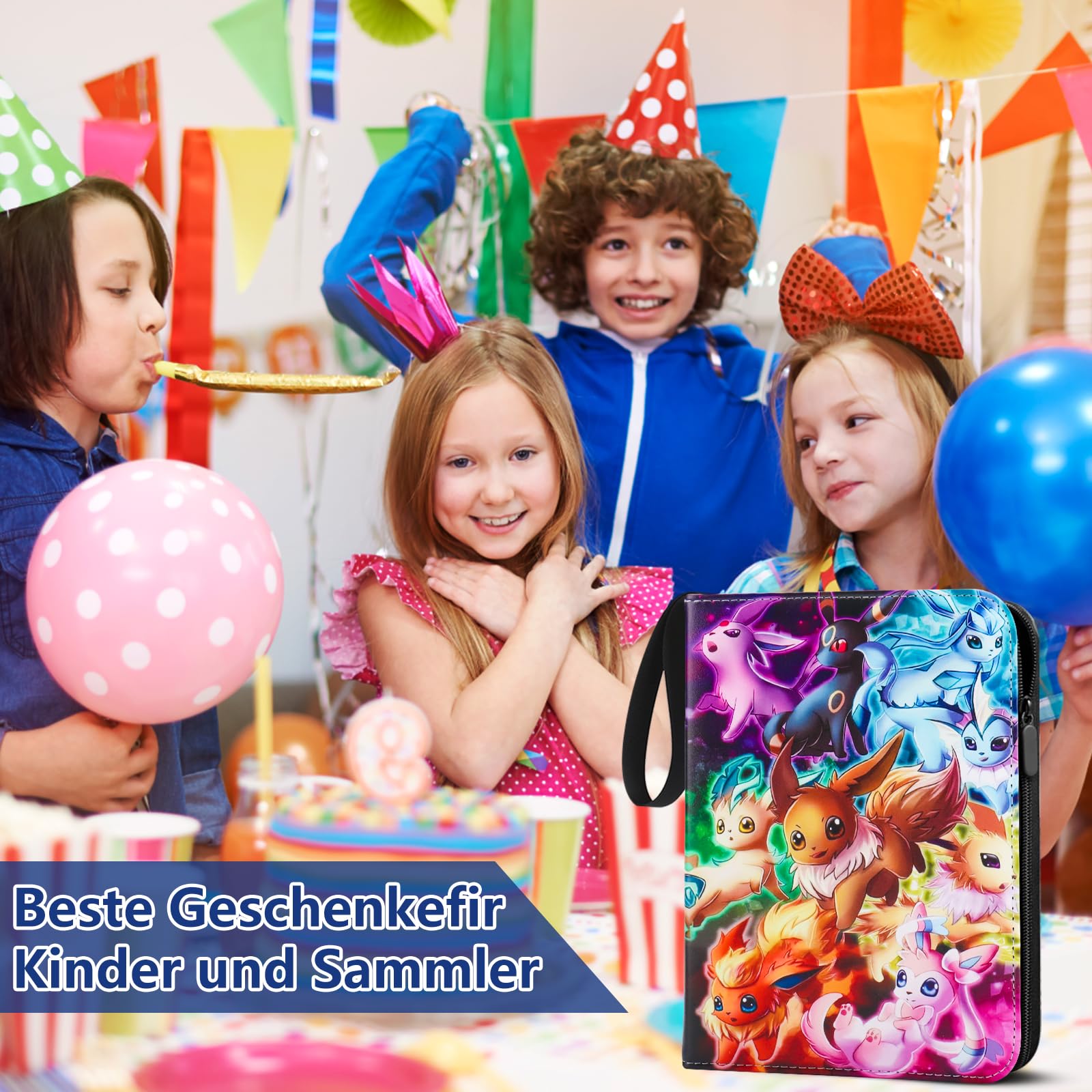 LYAILOOGXL Sammelalbum für Pokémon 900 Karten: 50 Seiten(9 Fächer) - Wasserdichtes PU-Leder - PVC-frei & kompatibel mit Scarlet & Violet, Sword & Shield - Für Kinder & Sammler ab 6 Jahren