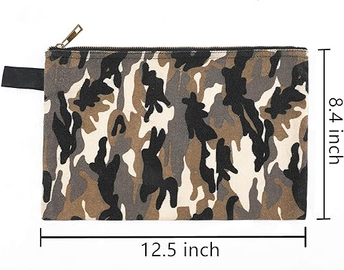Miniatura 7 de Bolsa de almacenamiento de herramientas de camuflaje de lona encerada con cremallera, resistente, 7.6 x 4.5 pulgadas (paquete de 2)