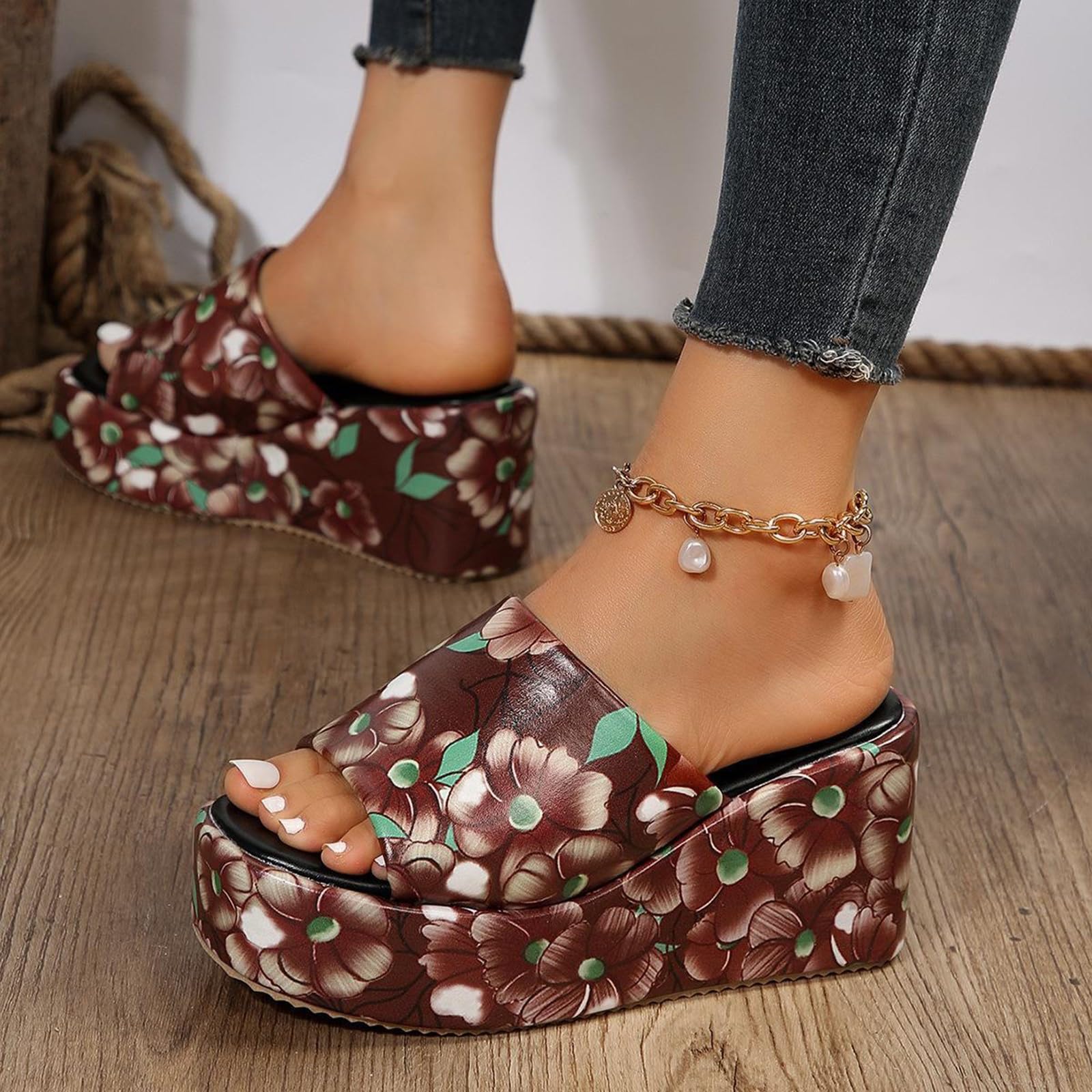 Ciabatte Donna Estive da con Zeppa E Fondo Spesso, Infradito, Sandali Plateau Donna, Pantofole Casual A Bocca di Pesce Ortopediche in Blu Plantare Estraibile Estivi Scarpe Estate