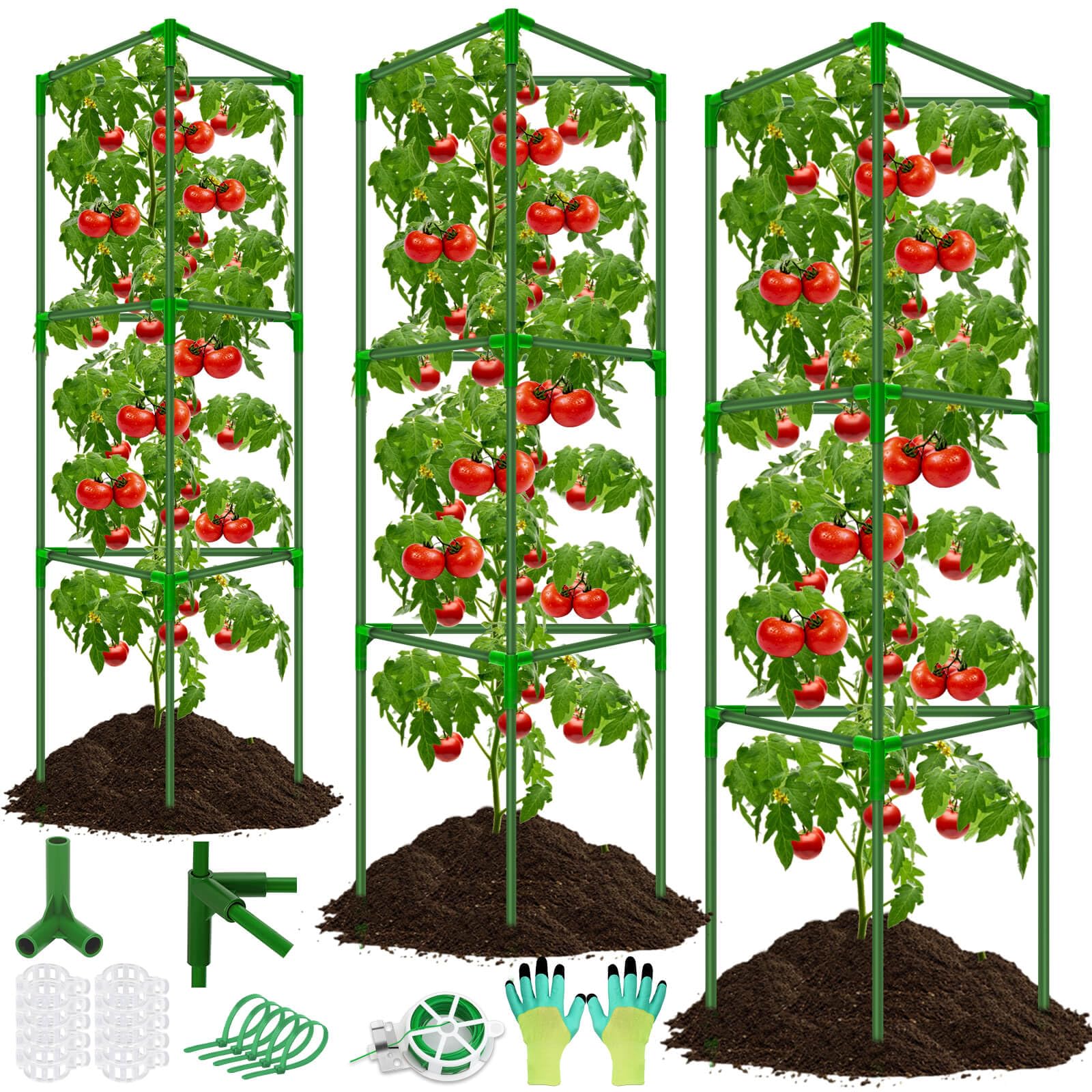 Tomato Cages for Garden,Tomato Cages Trellis, Tomato Cages Heavy Duty Tomato Stake Support, Plant Cage Garden Cage for Pots Vegetables Plants-3 Pack