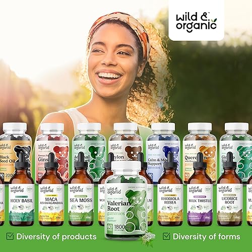 Miniatura 7 de Wild & Organic Gomitas de raíz de valeriana, suplemento natural para el sueño y el estrés, promueve la relajación y la calma, ayuda a dormir a base
