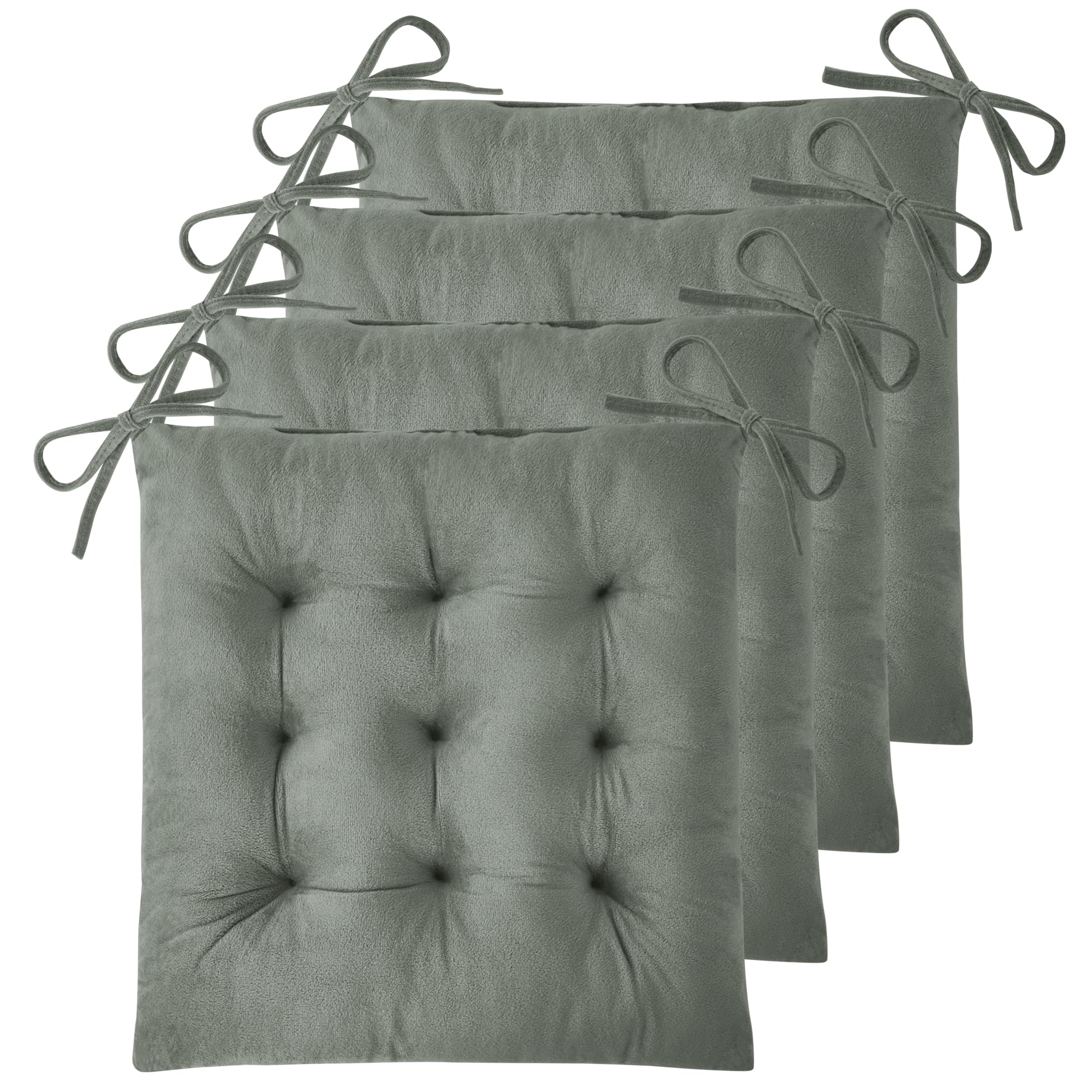 FlyGulls Seat Cushions for Dining Chairs Set of 4 39x39x6 cm Light Grey