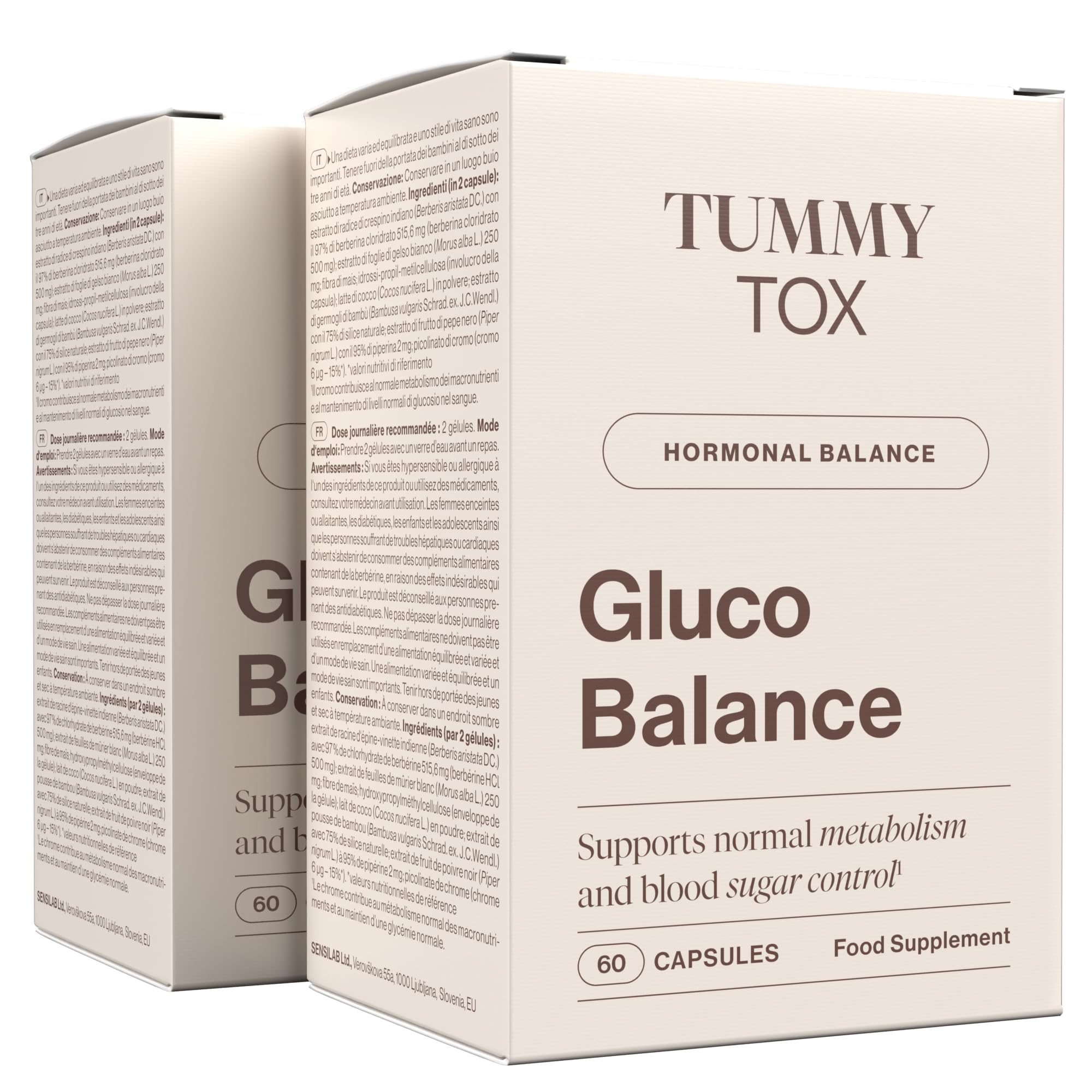 Tummy Tox Gluco Balance – Berberina, Cromo, Pimienta Negra y Morera Blanca – Apetito, Metabolismo, Niveles de Azúcar en la Sangre – 120 Cápsulas Veganas para 60 Días