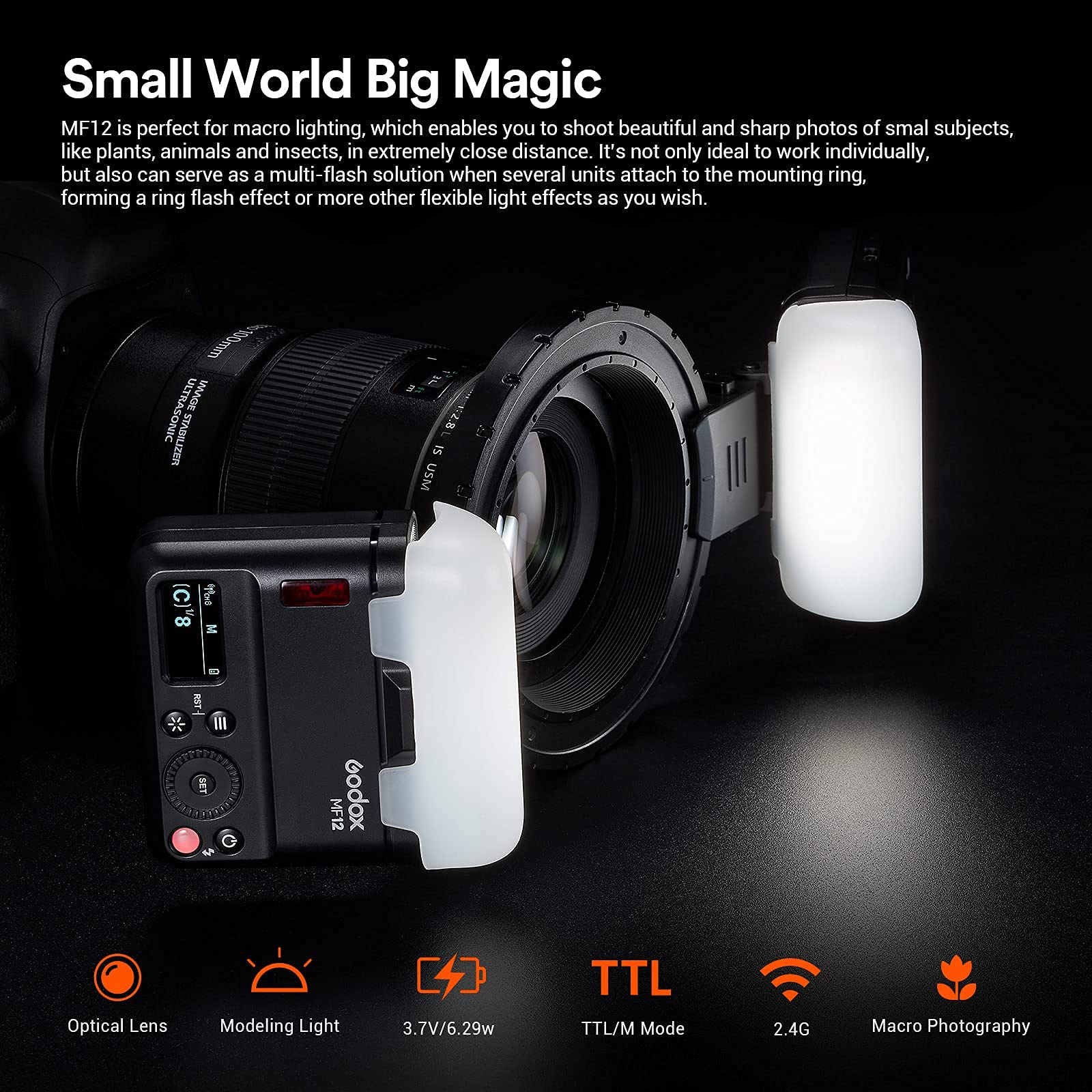 Amazon | Godox MF12 マクロフラッシュ TTL スピードライト 2.4 GHz