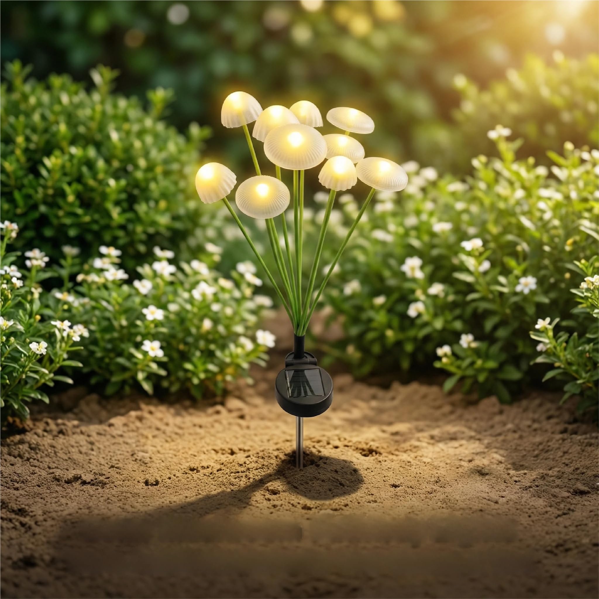 SkyAura Solar Powered Mushroom Garden Lights – 8 LED Outdoor Stake Lights, Auto Dusk to Dawn Sensor, Dual Mode Flashing & Steady Glow, Decorative Solar Lights for Garden Lawn Pathway Patio Balcony (1)-image-19