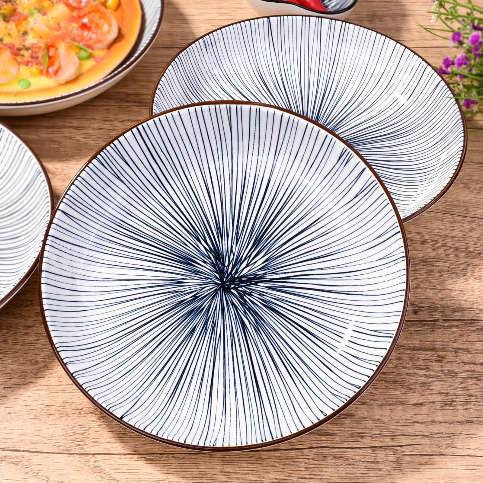 20,3 cm Keramik-Teller – Porzellan-Geschirr – Küchen- und Essgeschirr – Set von 4 (XT)