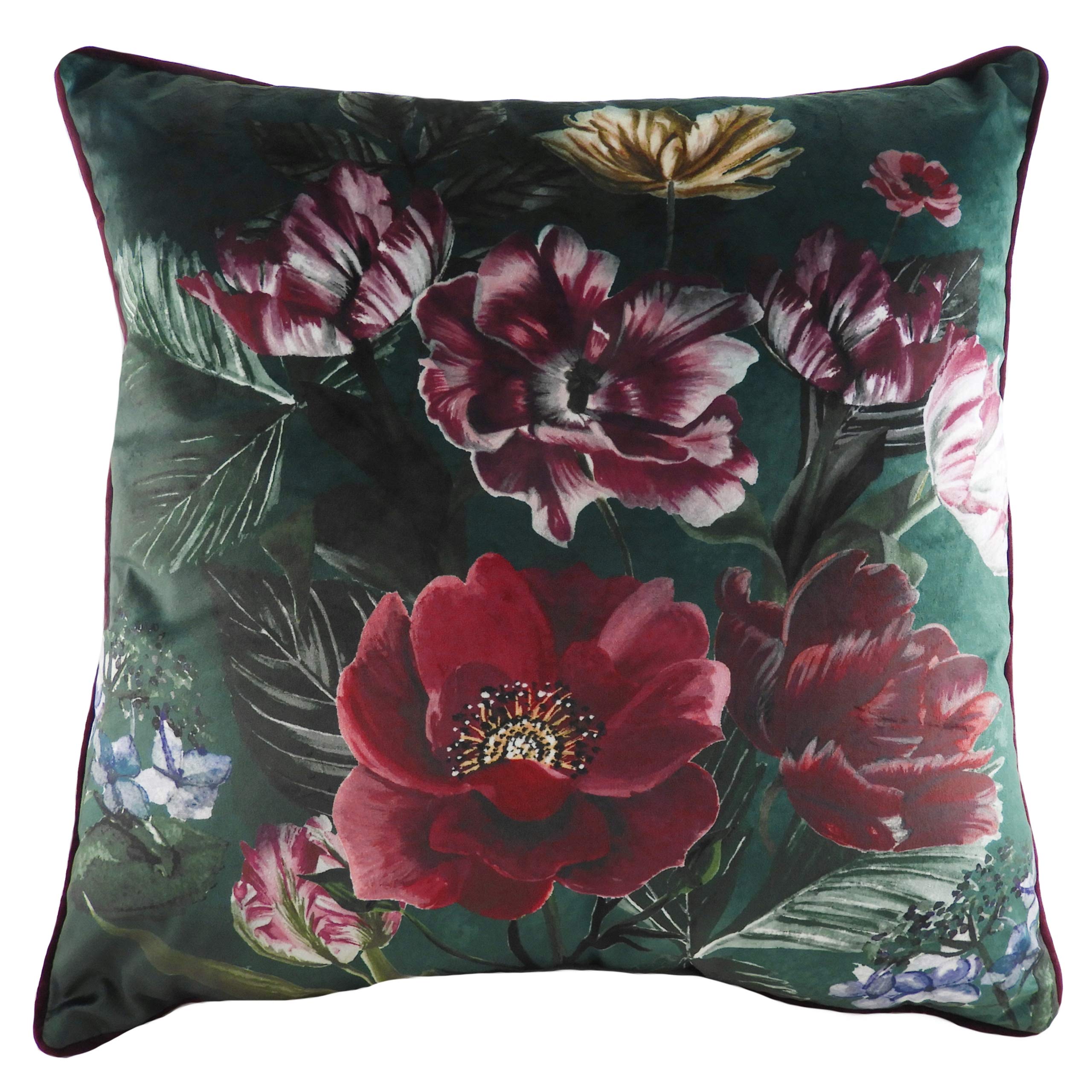 Evans Lichfield Eden Bloom Cushion Cover (One Size) (Emerald Green/Deep Red)