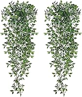 Vista 11 de BLEUM CADE Plantas Colgantes Falsas, 2pcs Planta Colgante Artificial, Enredaderas Falsas de Color Morado Profundo Planta Colgante para Pared Hogar