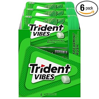 Trident Vibes Spearmint Rush Sugar-Free Chewing Gum, 6 Bottles of 40 Pieces (240 Total Pieces)