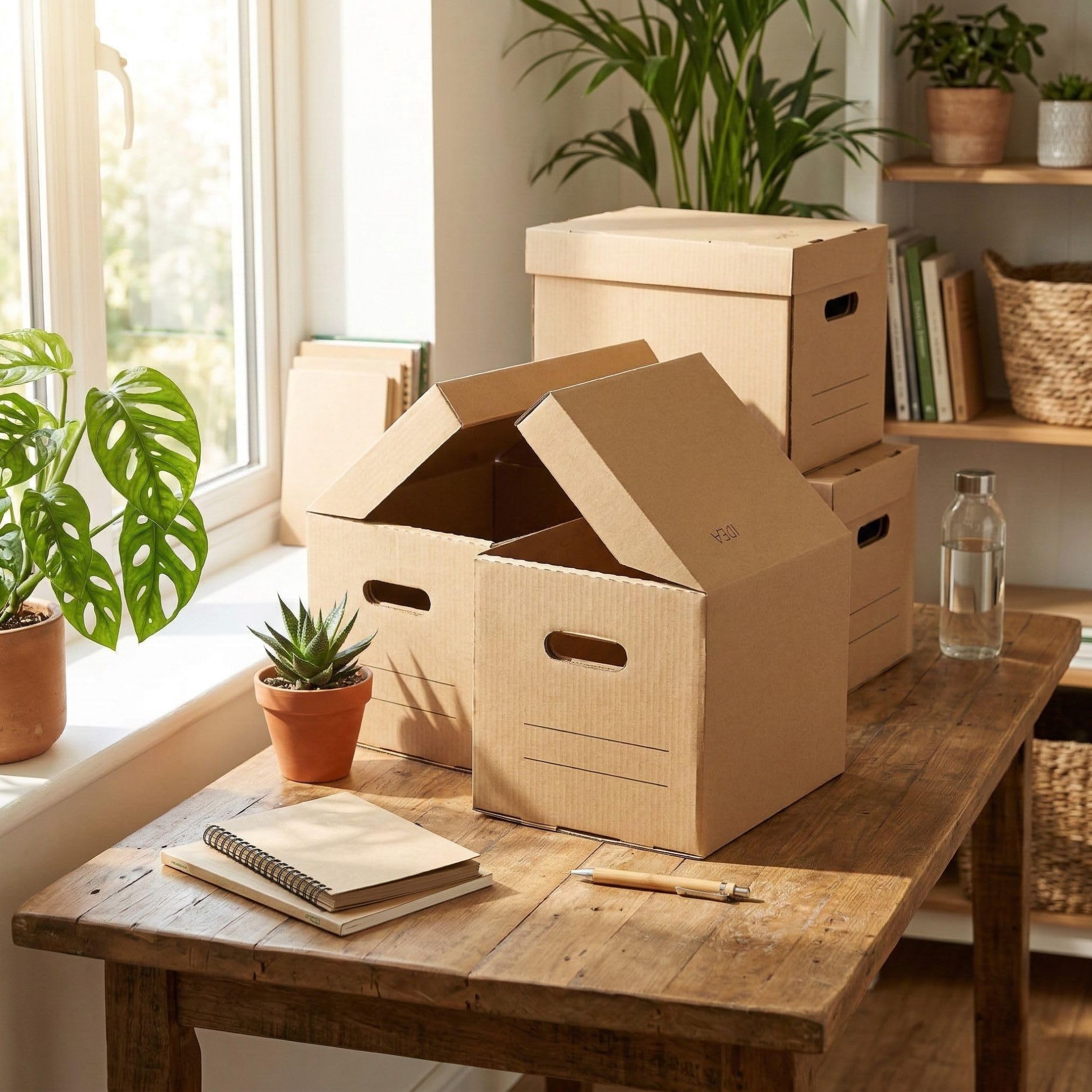 IDEA HOME STOREA IDEA Set 12 Scatole Archivio A4 con Coperchio, Scatole Porta Documenti in Cartone Resistenti e Impilabili, Organizer per Ufficio Casa e Trasloco