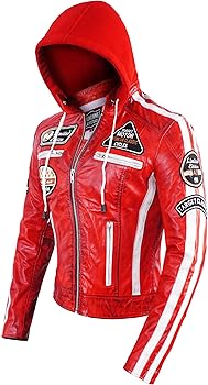 Amazon.com: Womens Vintage Café Racer Retro Patches Hoodie Biker