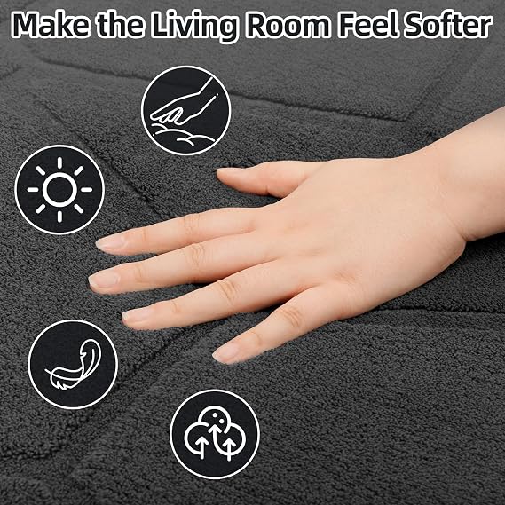 Large Rugs Living Room 160X230cm Grey Fluffy Washable Rugs