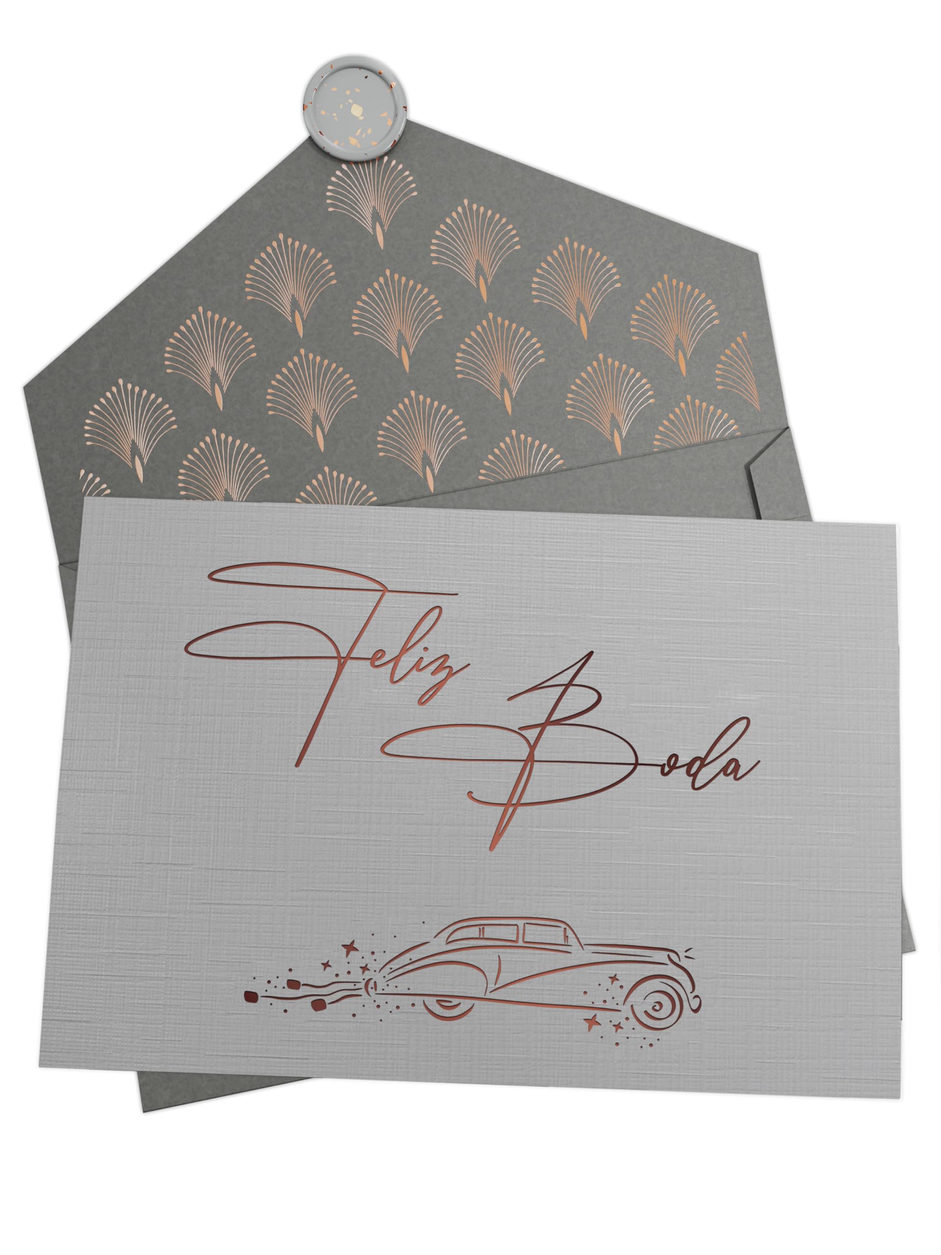 Joli Coon Tarjeta felicitacion boda - Feliz boda - Tarjeta boda felicitacion con sobre y un sello de cera