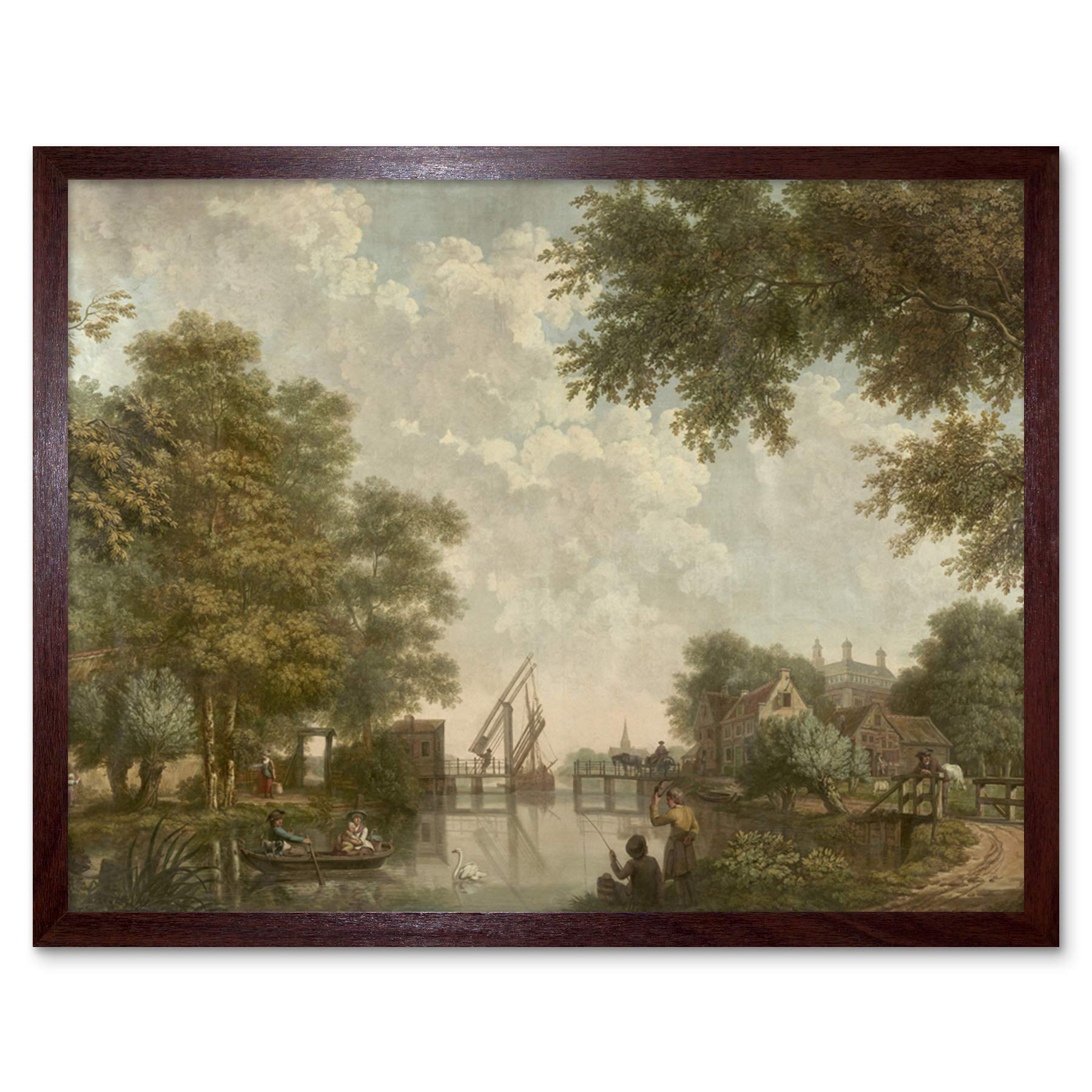 Artery8 Andriessen Dutch Landscape River Trees Painting Art Print Framed Poster Wall Decor 12x16 inch