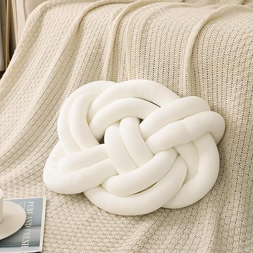Miniatura 2 de Bola de almohada de nudo de 17.7 pulgadas, almohada decorativa de terciopelo suave para sofá y sofá, cojines cuadrados anudados para sala de estar