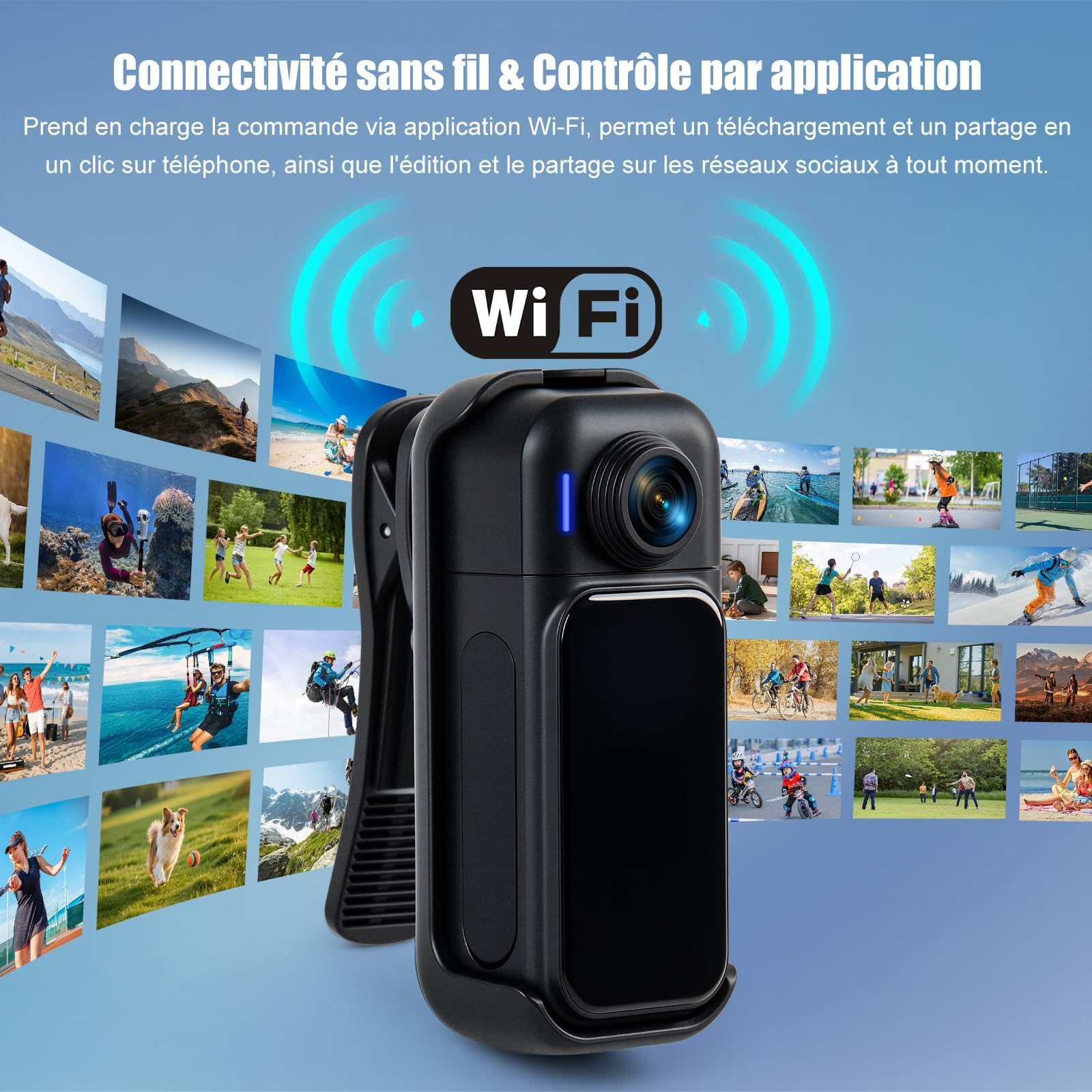 Action Cam Mit Touchscreen, 8-Stunden-Akku, Mini POV Bodycam, Wasserdicht 30M, 120° Weitwinkel, WLAN + 64 GB Karte & 10+ Zubehör für Radfahren, Reisen, Haustiere und Sport