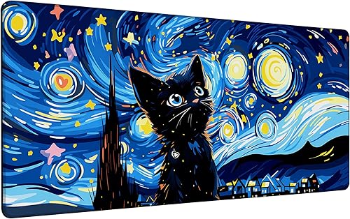 Miniatura 14 de Highland Cow Starry Night - Alfombrilla de mouse grande para escritorio, teclado extendido, alfombrilla de mouse de anime con base antideslizante y