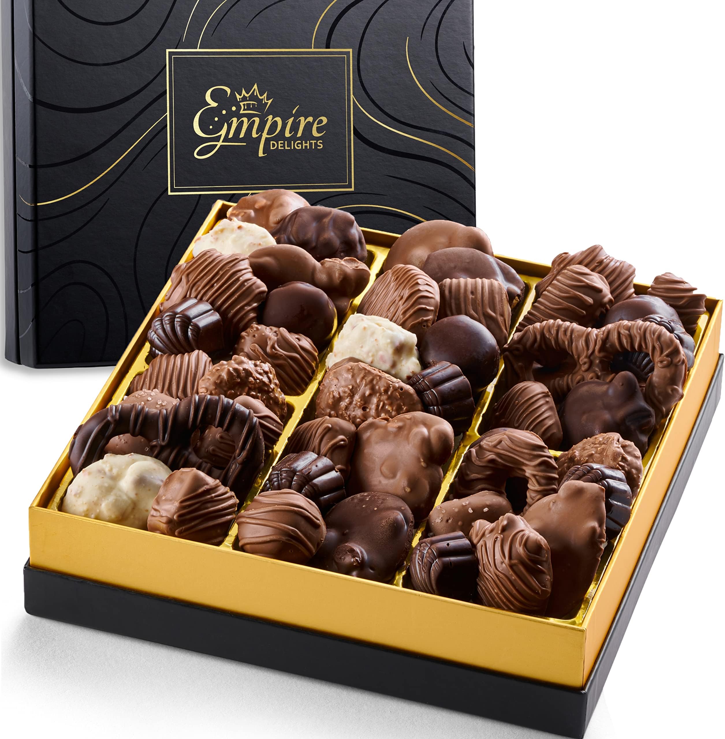 Chocolate Gift Box with Assorted Gourmet Chocolates - Food Gift Basket for Women and Men - Birthday, Thank You, Present idea for Him and Her