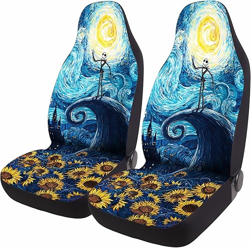 Miniatura 42 de Nightmare Skellington Ghost 2 - Fundas de asiento delantero para automóvil, camión, SUV, regalos de Navidad, funda de asiento de cubo duradera, 06.