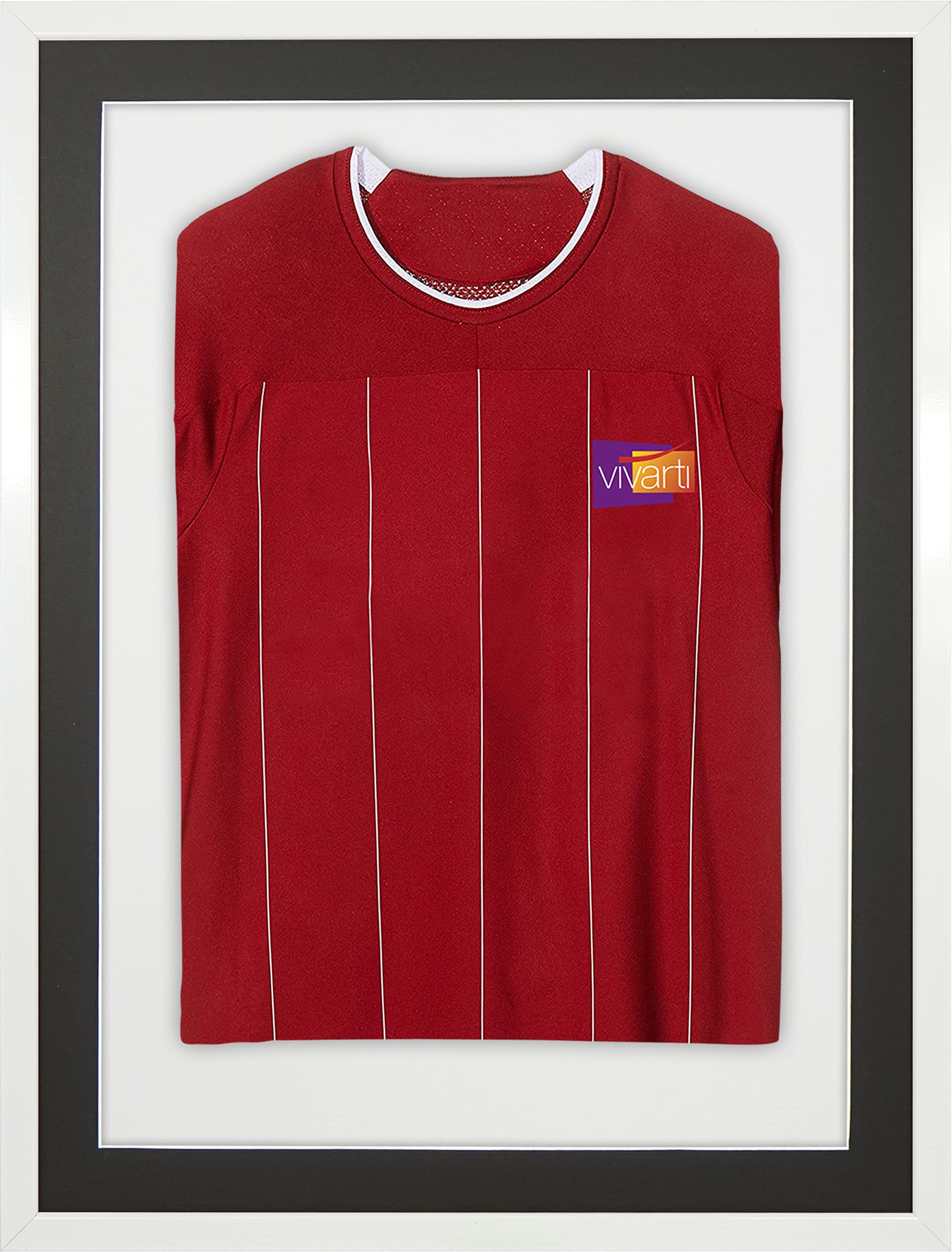 Vivarti Bilderrahmen für Erwachsene, 3D-Sport-Shirt, 60 x 80 cm, glänzender weißer Rahmen, schwarzes Passepartout, weiße Rückwand