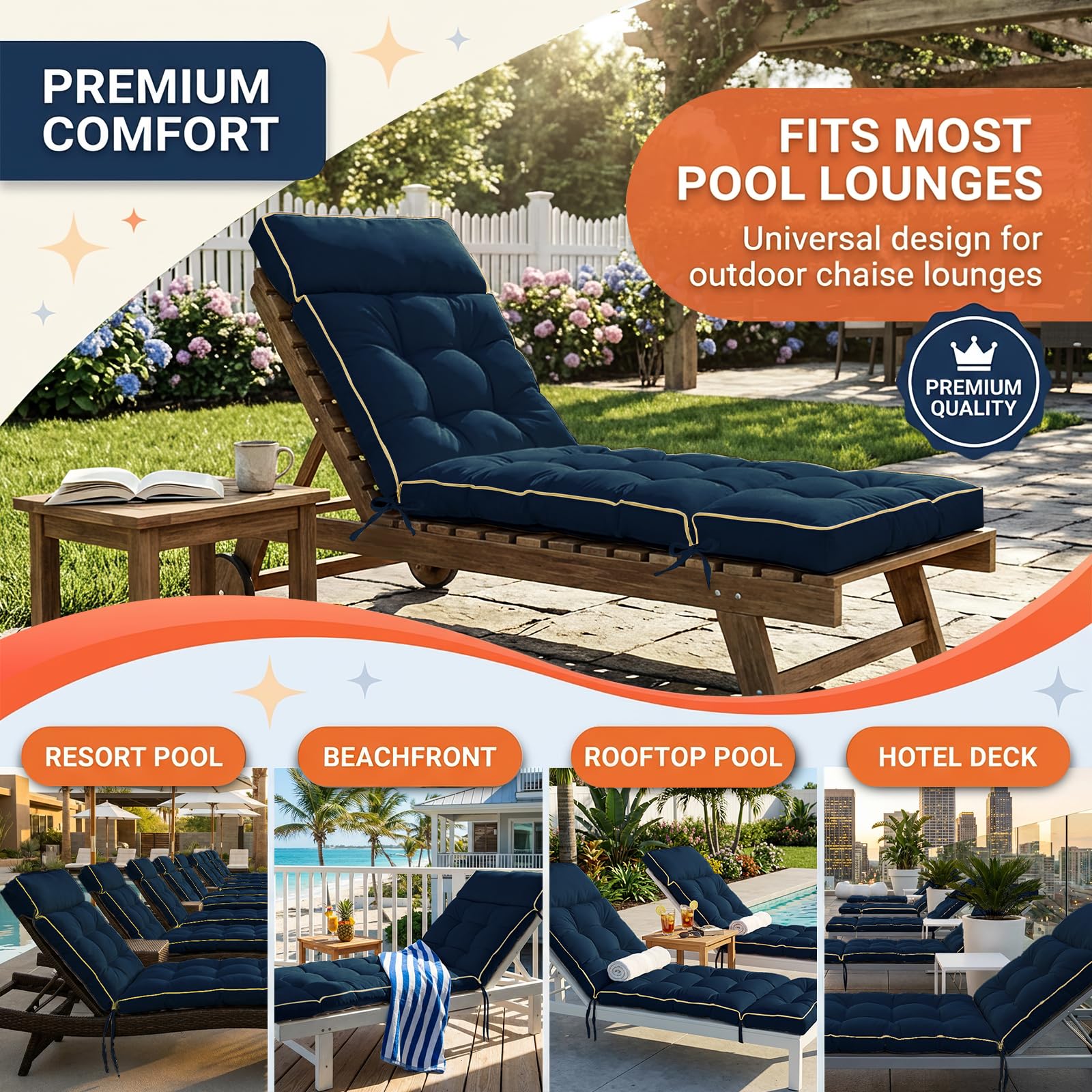 Best Chaise Lounge Cushion for 2026 2 Magicelephant MAGIC ELEPHANT Chaise Lounge Cushion Outdoor, Memory Foam Replacem — product photo