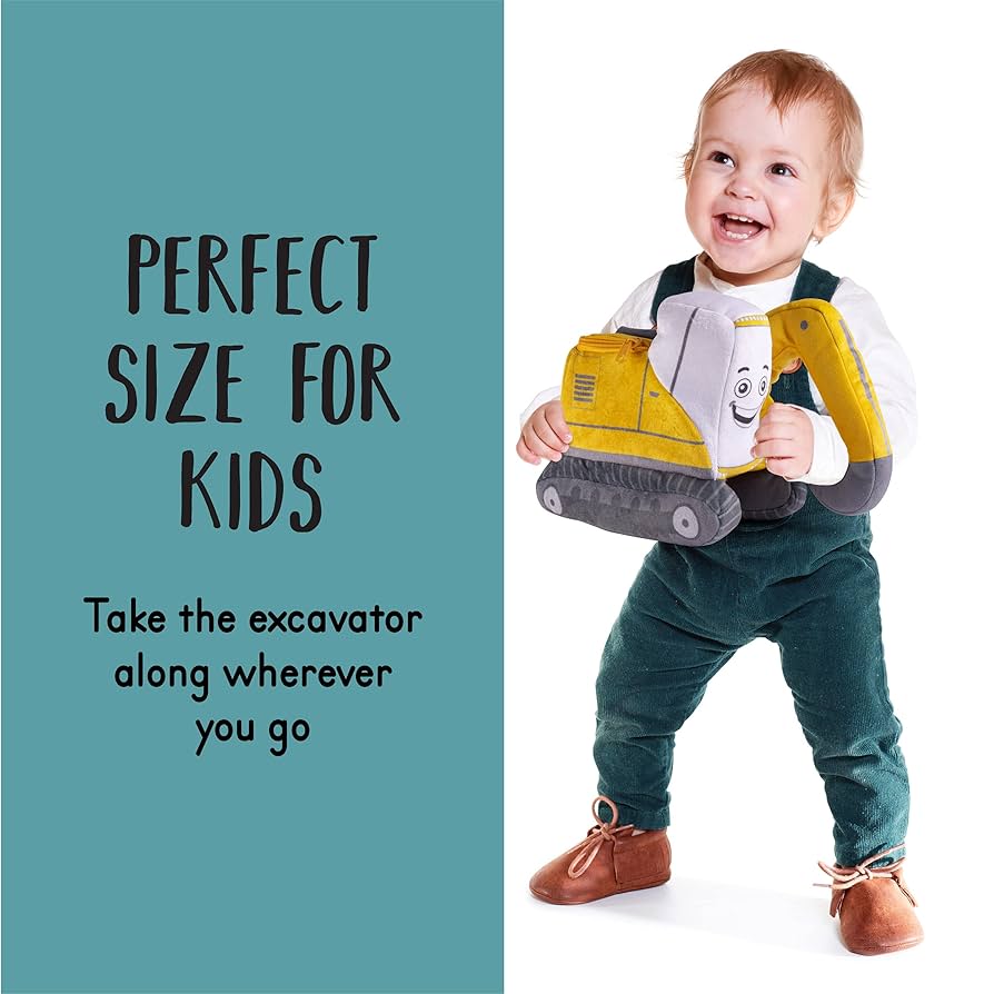Talking Excavator Plush Toy Set | Includes 3 Construction