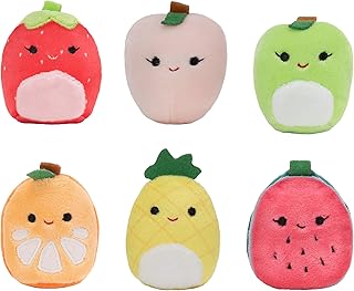 Squishville by Squishmallows Mystery Mini Plush Fruit Squad, Six 2” Soft Minimallow Fruit Plush, Irresistibly Soft Colorful Fruits, Mini Peach, Pineapple, and Watermelon Squishmallows, 2 inches