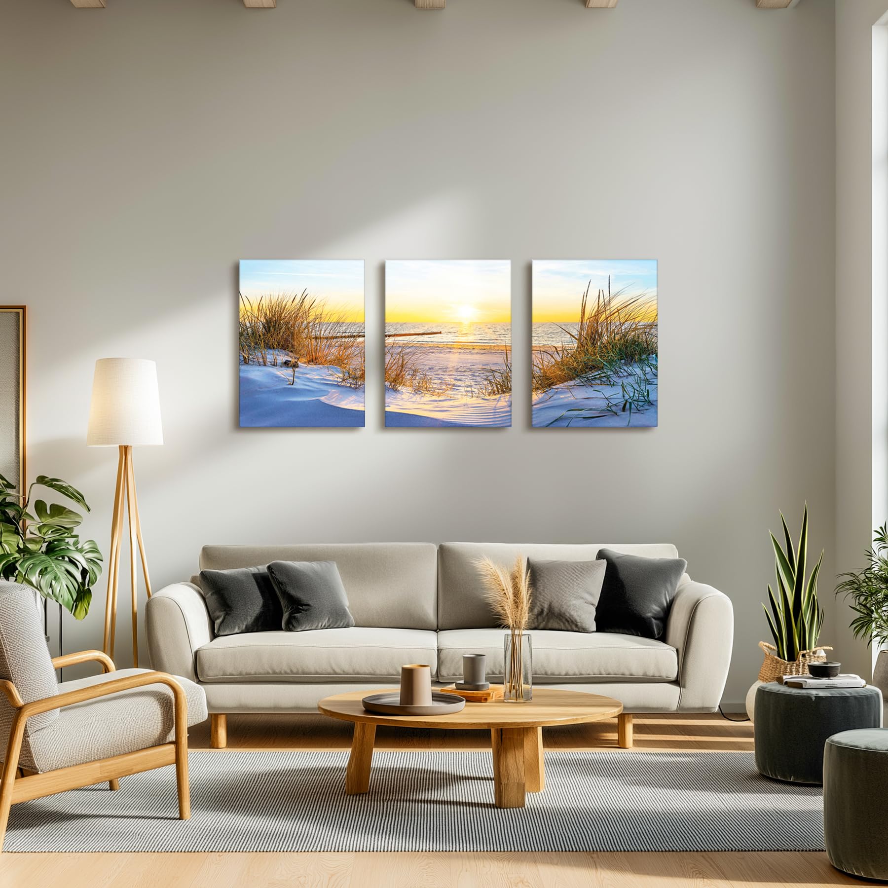 Novart Quadro decorativo Spiaggia Mare Boho - Completamente Pronto Da Appendere - Collage Moderno - Soggiorno Camera da letto Corridoio N033736a