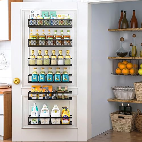 Miniatura 4 de PUSDON Cesta de metal para colgar en la pared, 2 paquetes, apta para múltiples escenas, barandilla negra grande