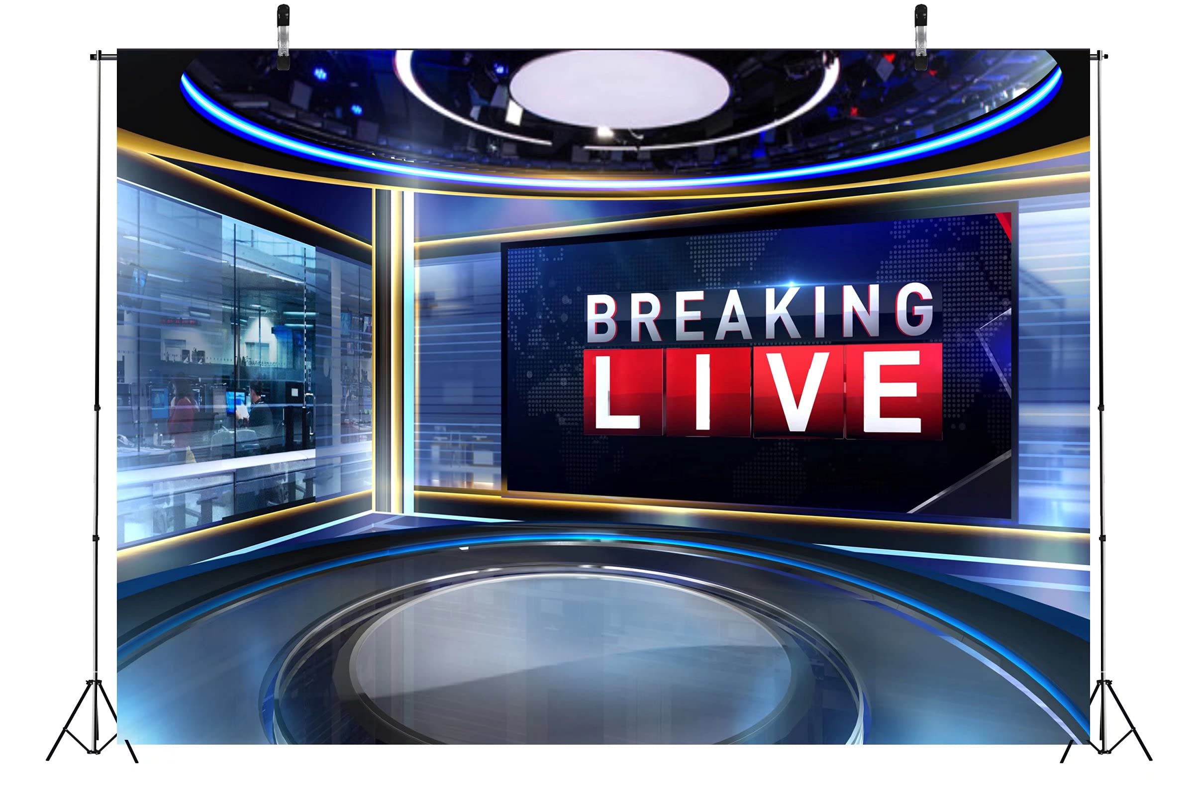CORFOTO Fabric 9x6ft News Backdrop Photography TV Show Breaking News ...