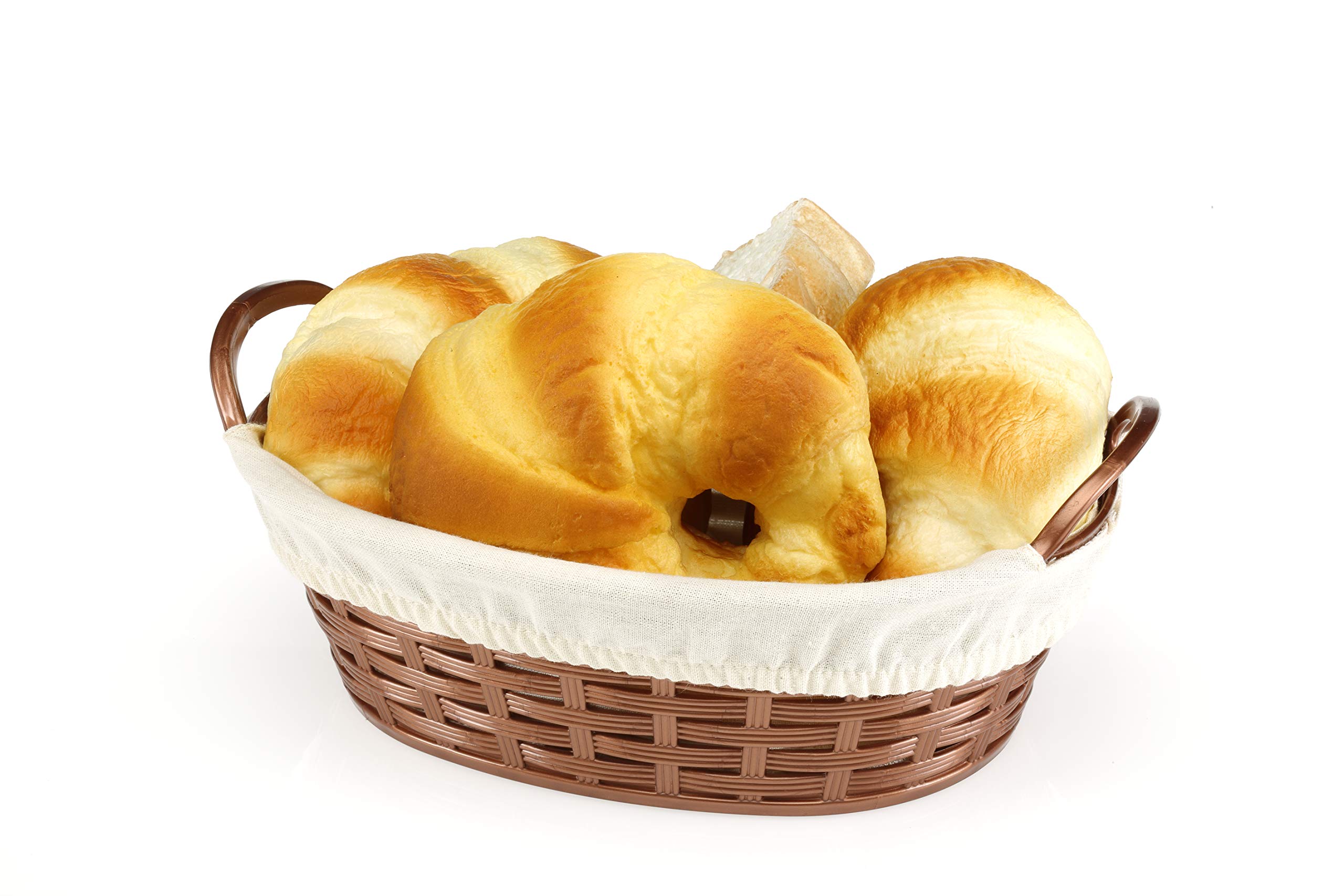 Bora Hasır Desenli Ekmek Sepeti Oval 24 CM Bez Kaplamalı