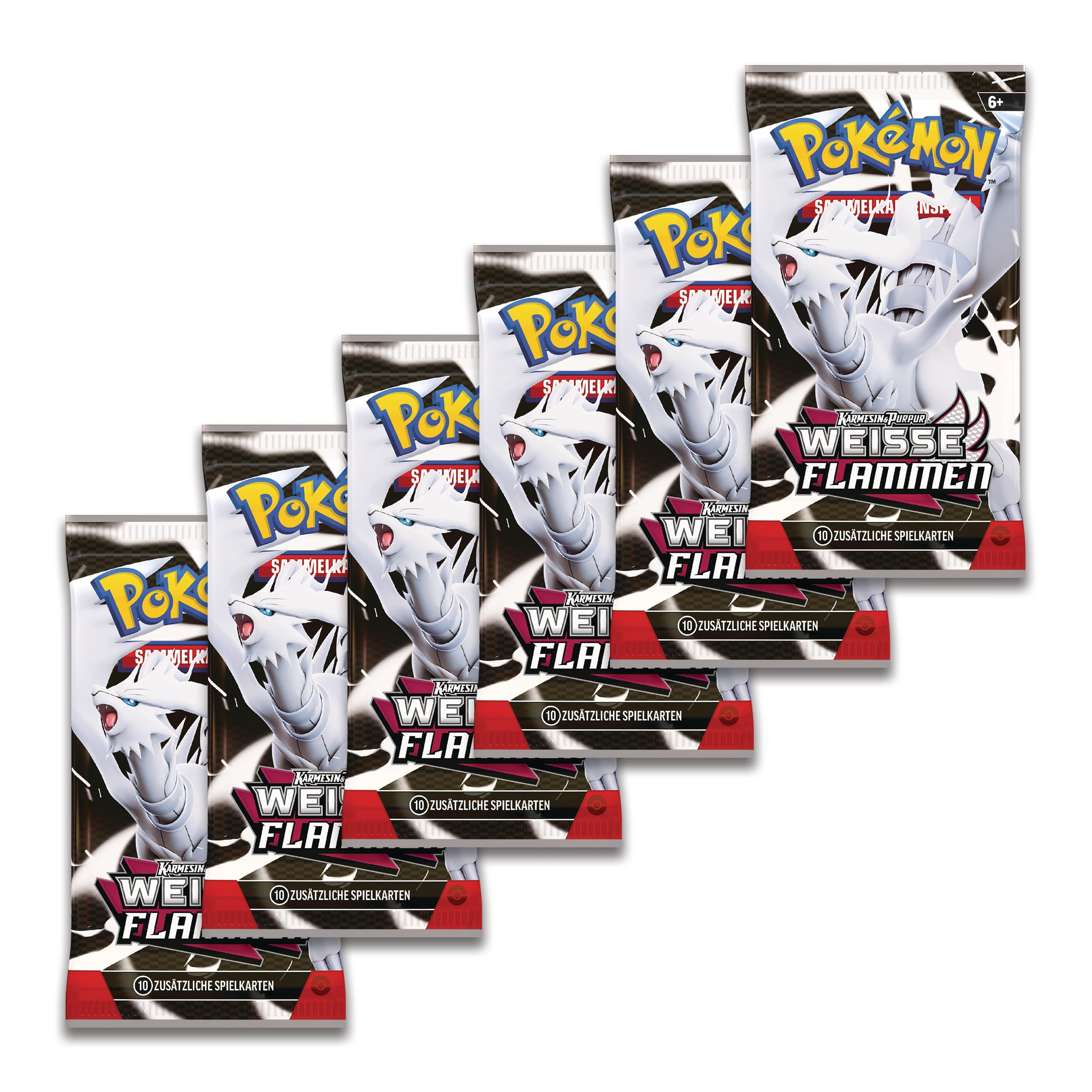 Pokémon-Sammelkartenspiel: Boosterbundle Karmesin & Purpur – Weiße Flammen (6 Boosterpacks)