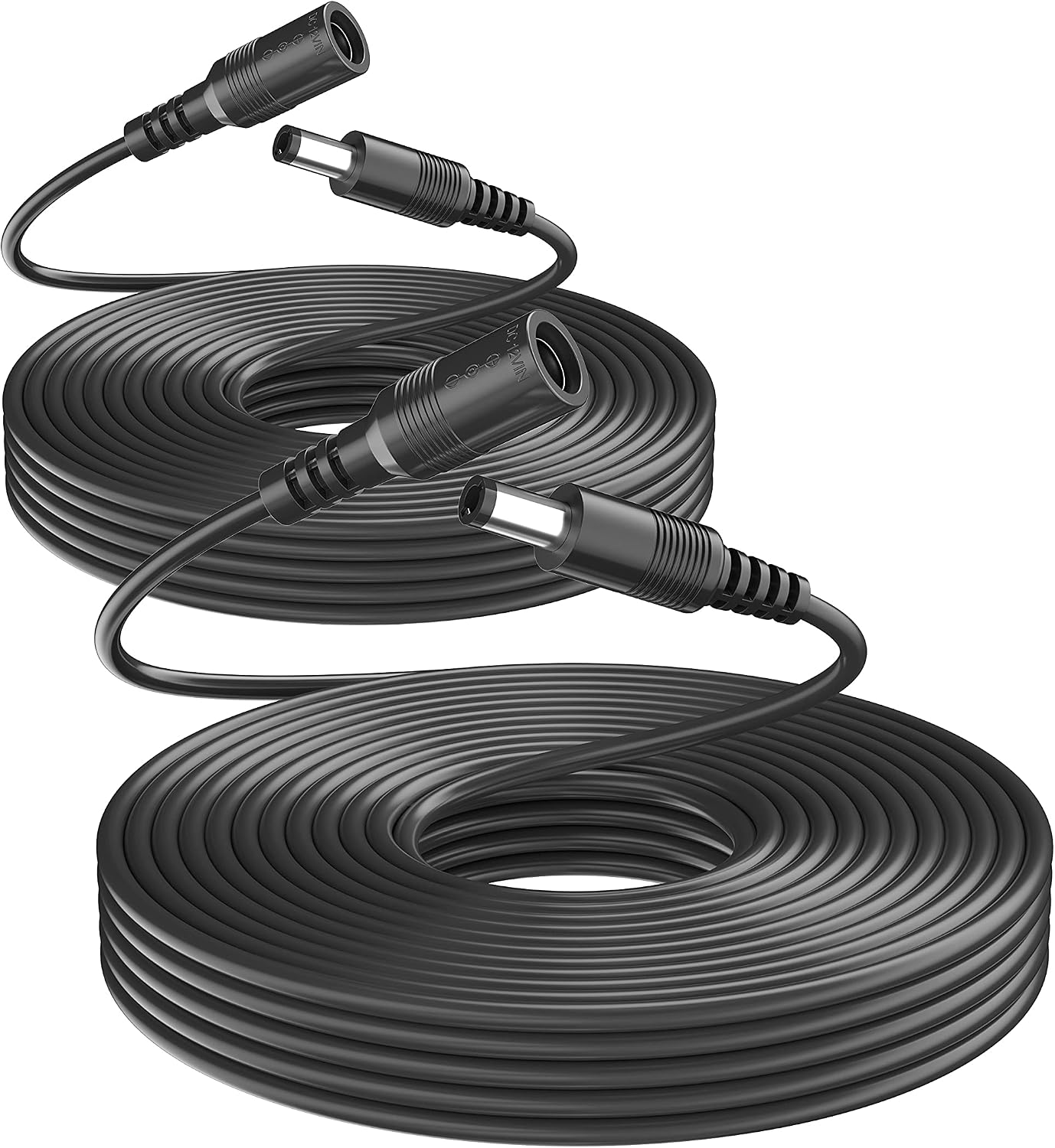 ZOSI 2pack 33ft 12V DC Power Extension Cable 2.1mm x 5.5mm Power Supply Adapter Extender Cord for Security Camera,Wireless IP Network Camera,CCTV DVR NVR Recorder, LED Strip,Car(Black)