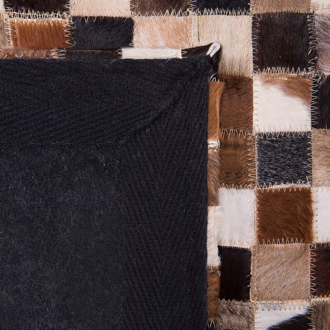 Beliani Tapis Rectangulaire Beige et Marron en Cuir Patchwork pour Intérieur au Style Moderne 160 x 230 cm