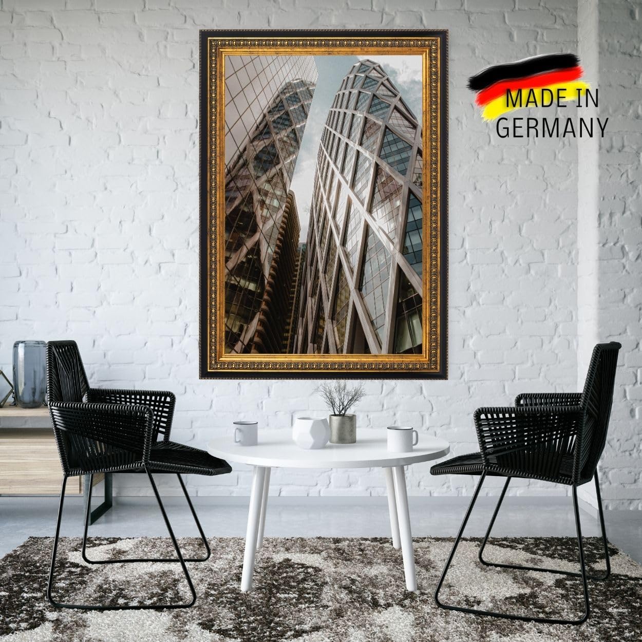 CLAMARO Bilderrahmen Split Antik Barock Massivholz, Schwarz-Gold, 80x100 cm | Fichtenholz, Acrylglasscheibe, HDF-Rückwand, Metall-Aufhänger, Hoch- und Querformat, für Fotos, Urkunden, Poster