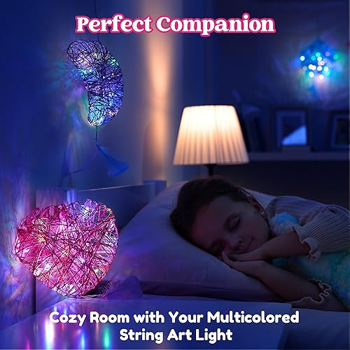 Miniatura 8 de Klever Kits 3D String Art Kit for Kids, Light Up String Light Toy with 30 Multi-Colored LED Bulbs, Arts and Crafts Set, Birthday Gifts for Girls and