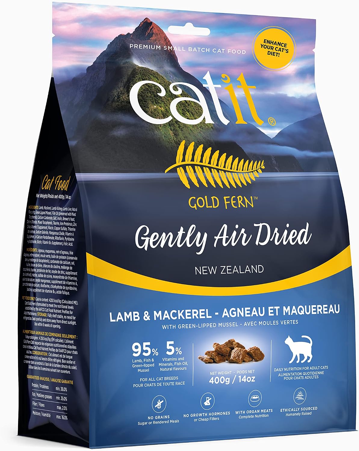 Catit Gold Fern Premium Air-Dried Cat Food, Lamb & Mackerel, 14 oz