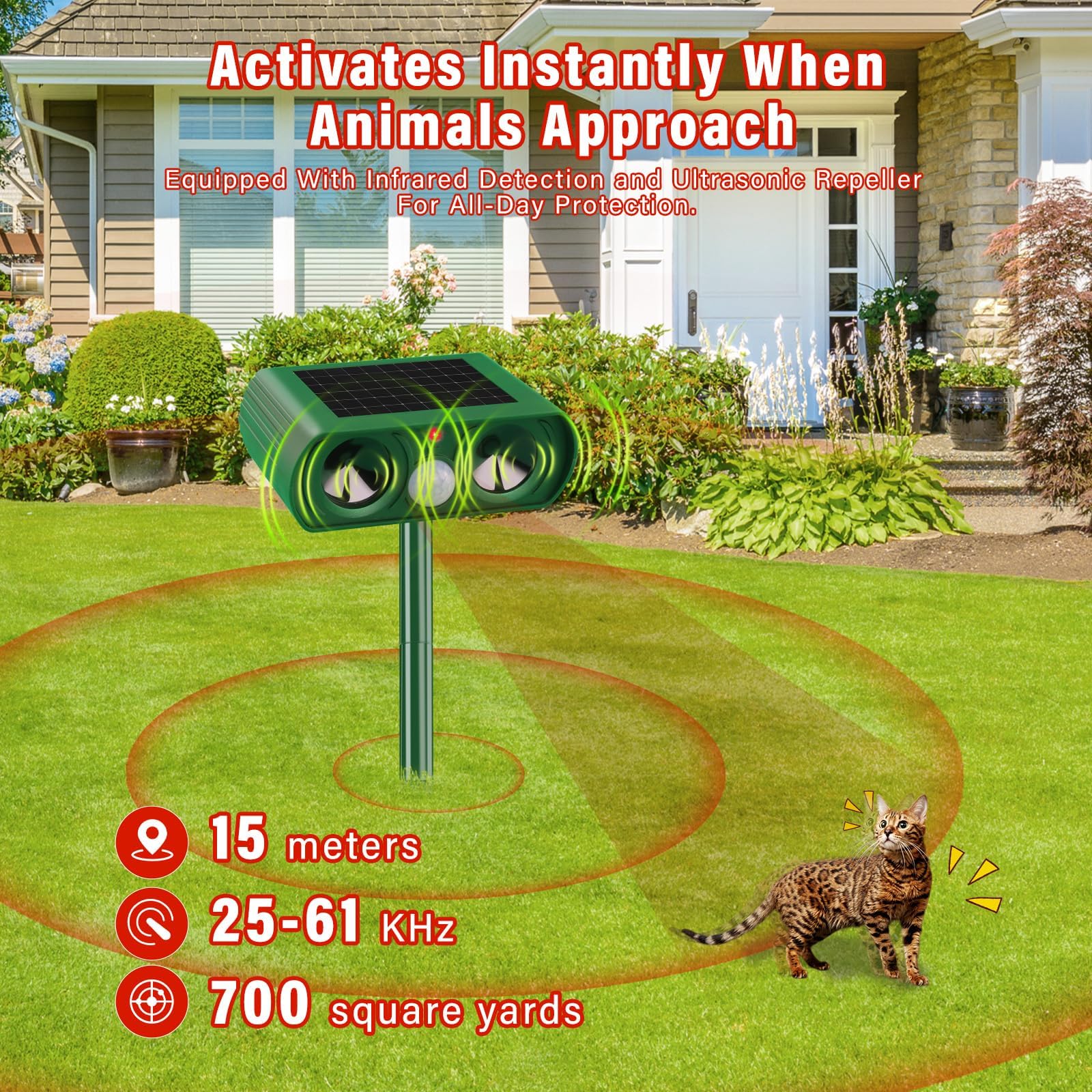 Dissuasore Gatti Repellente Volpi Ultrasonico Solare Impermeabile PX5 Giardino
