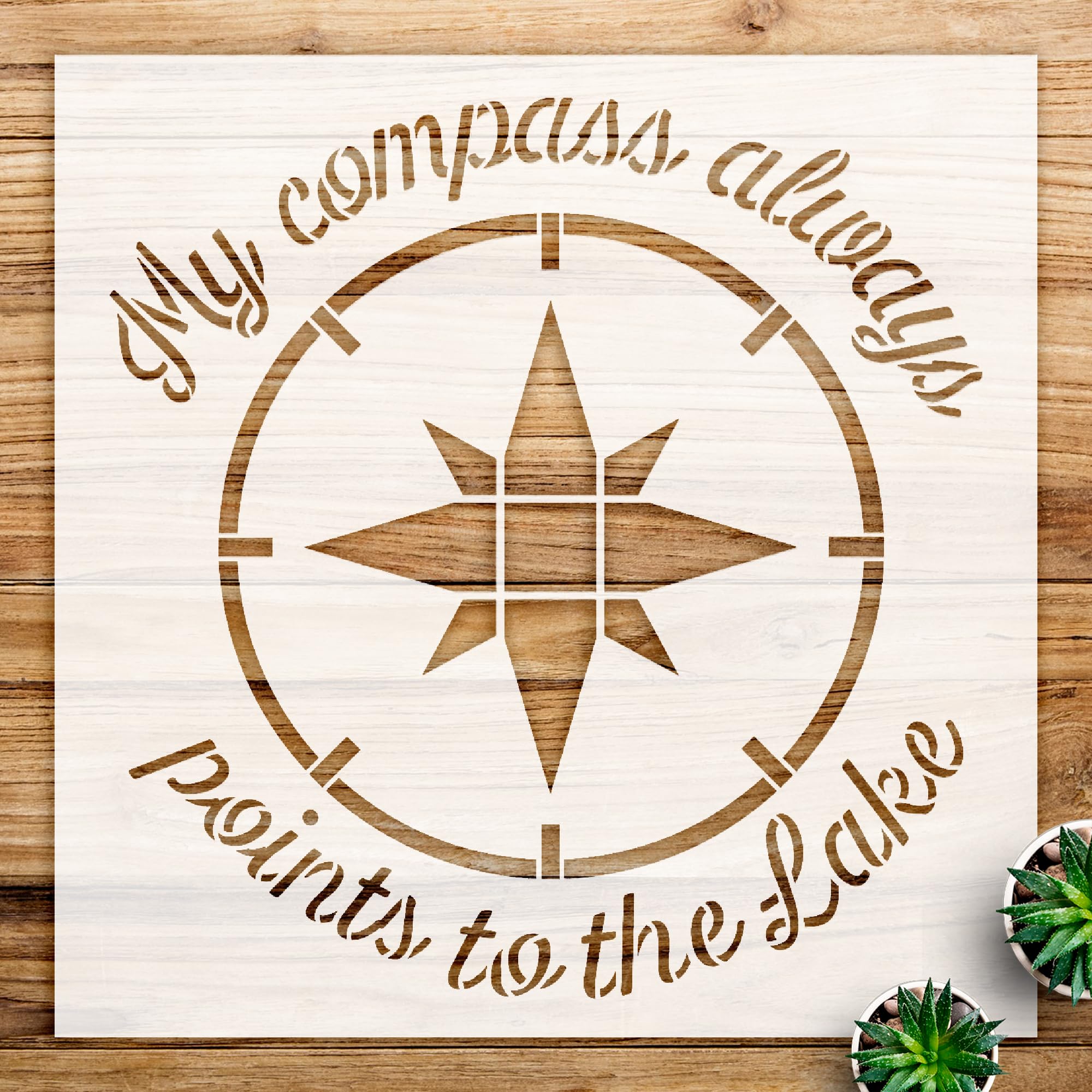 Compass Stencil Pattern for Wood and Walls, Reusable Mylar Template, Ideal for DIY Home Decor and Nature Lover Crafts - Size A1 (23.4