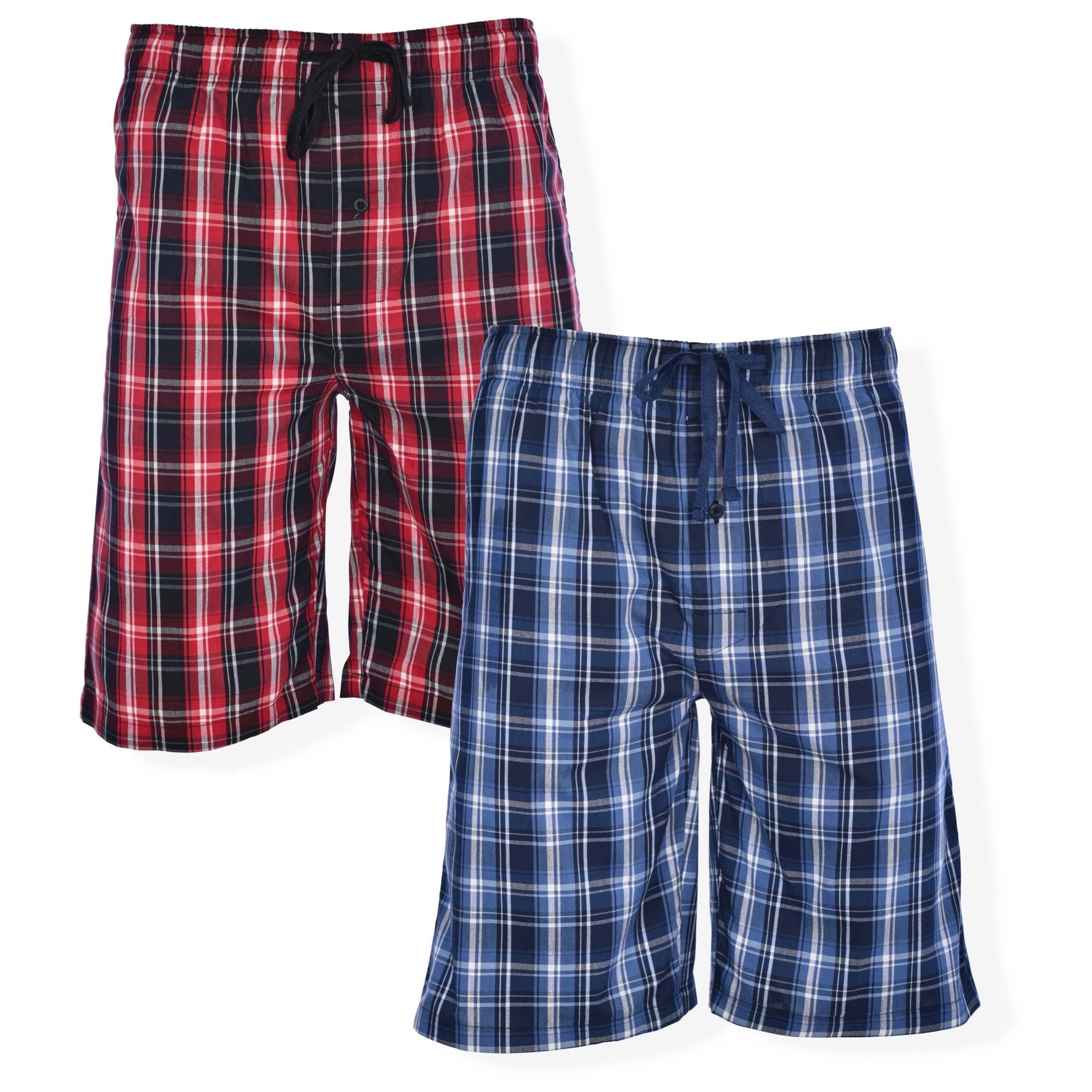 Hanes Men’s 2-Pack Woven Pajama Shorts – Breathable Stretch Lounge Bottoms for Warm Weather, Red/Navy, 3X-Large