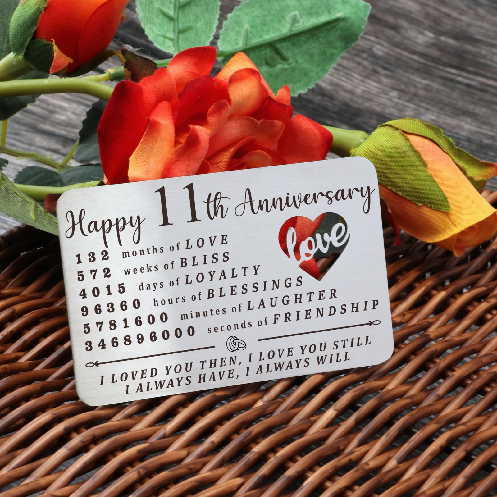 Amazon.com: Luptiteuy 11 Year Anniversary Wallet Card Gifts for