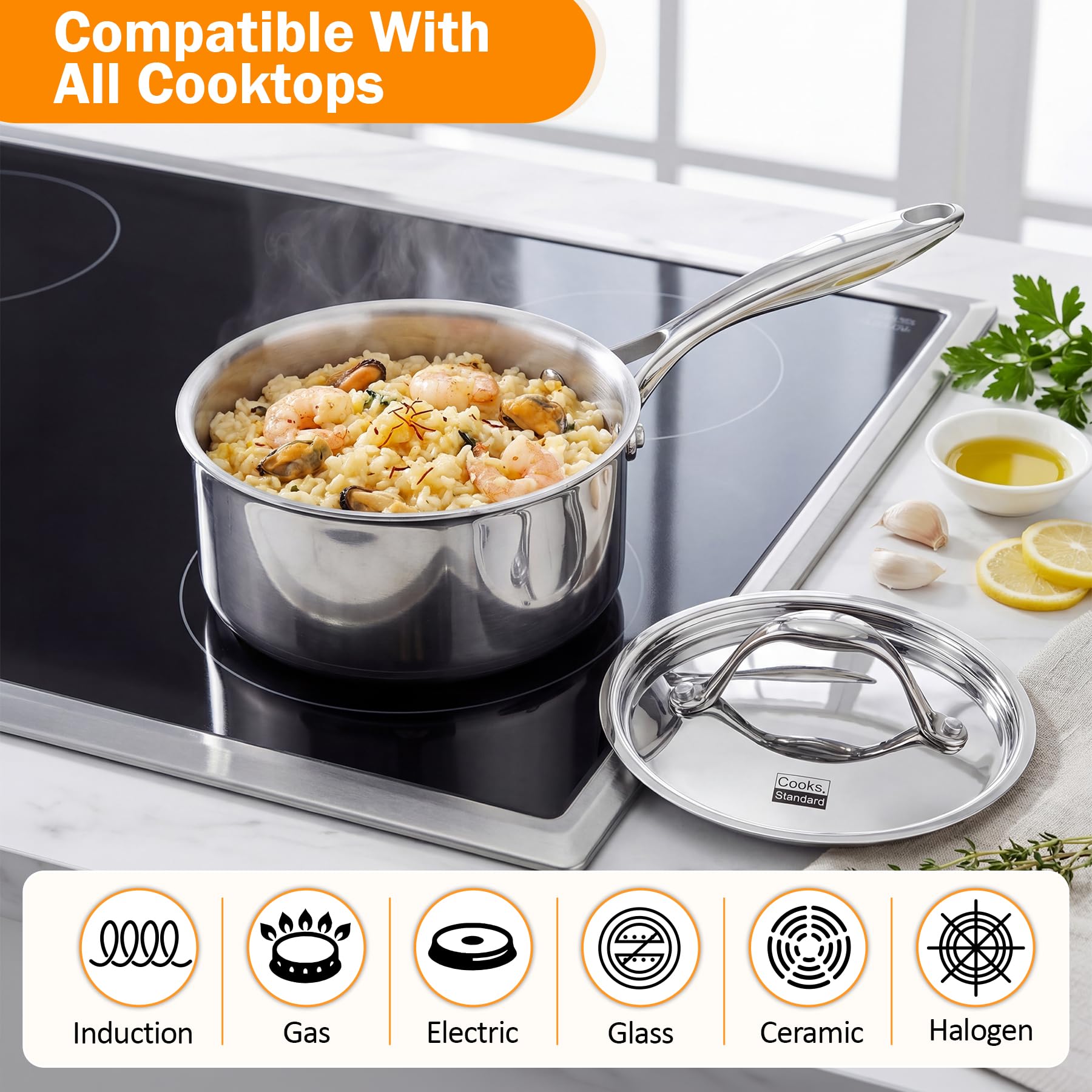Cooks Standard Rondel wielowarstwowy, 1,5 l, srebrny