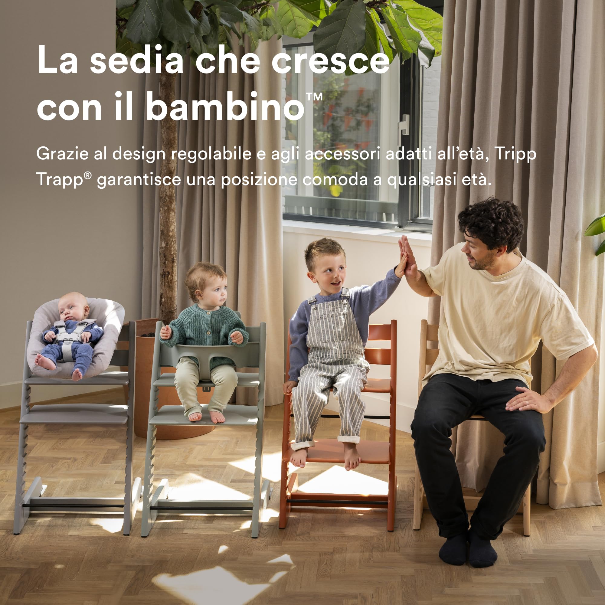 Seggiolone Tripp Trapp di Stokke, Glacier Green (Include Sedia + Baby Set 2) con Newborn Set - Design Sicuro, Regolabile, Ergonomico