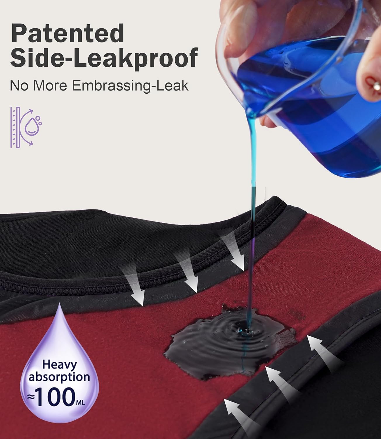 Incontinence Underwear for Women 100ml Heavy Flow Leak Proof Panties High Waisted Cotton Period Washable 3 Pack Black, Medium - Image 4