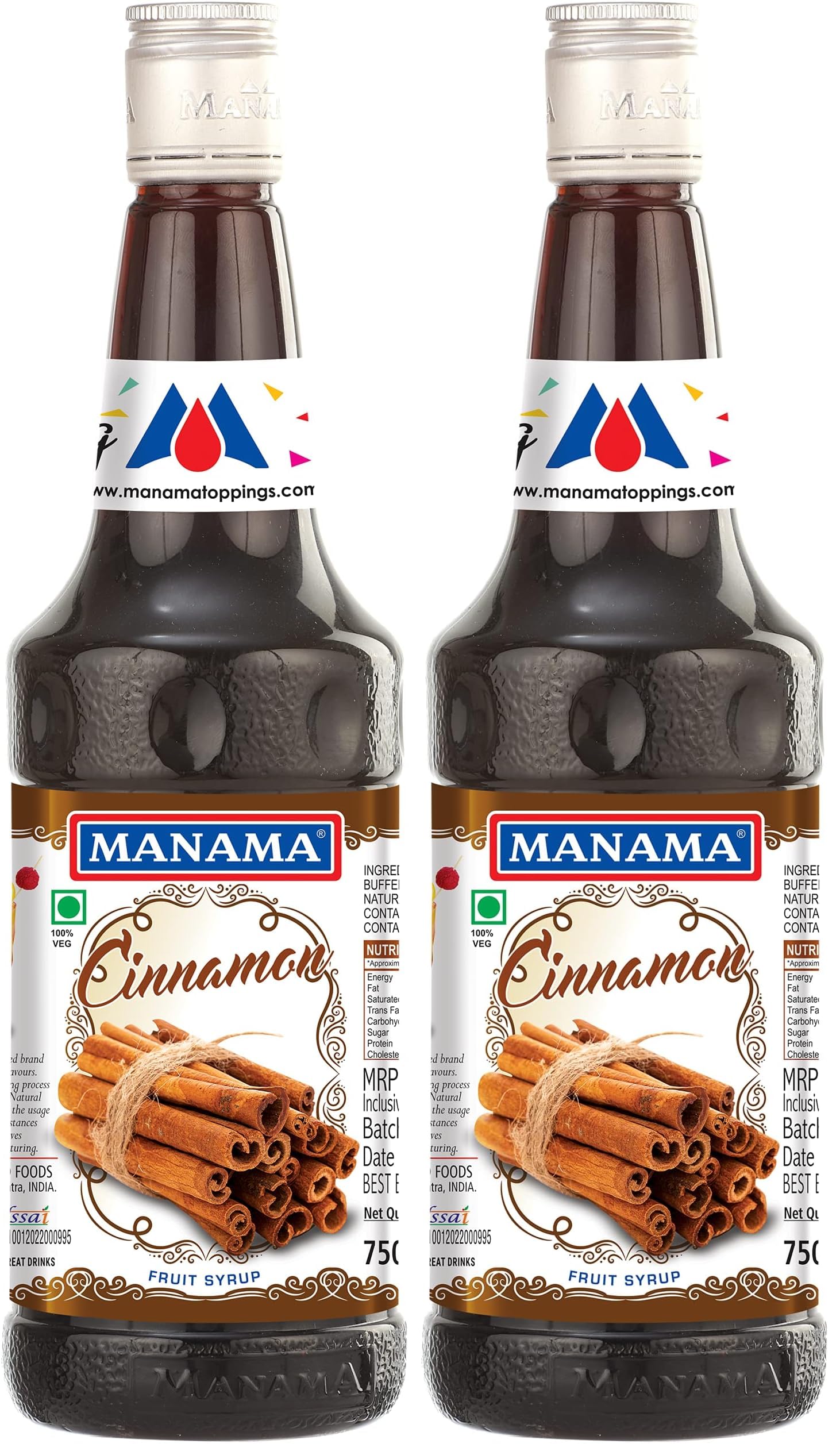 Manama Cinnamon Syrup | Mixer for Mocktails, Cocktails, Drinks, Juices, Beverages | Non Alcoholic Mix 750ML Bottle (Pack of 2)-image-49