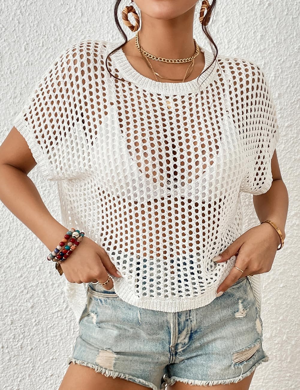 Bsubseach Crochet Cover Ups for Swimwear Women Hollow Out Knit Bikini Beach Swimsuit Cover Up Summer Crochet Top - Image 2