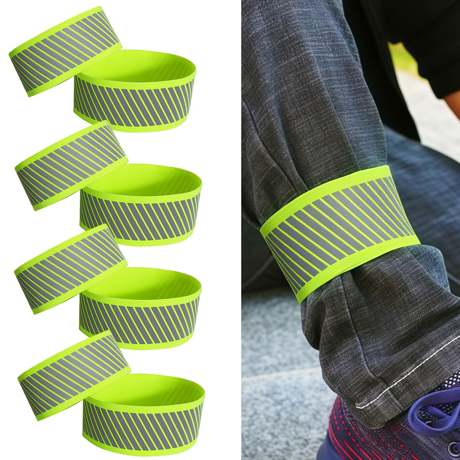 Zosutetoxo 8 Piece Trouser Clip Set for Bicycles, Elastic Reflective Band with Velcro, Reflectors for Kids School Route & Jogging, Cycling Safety Vest Accessory, A Thoughtful Gift