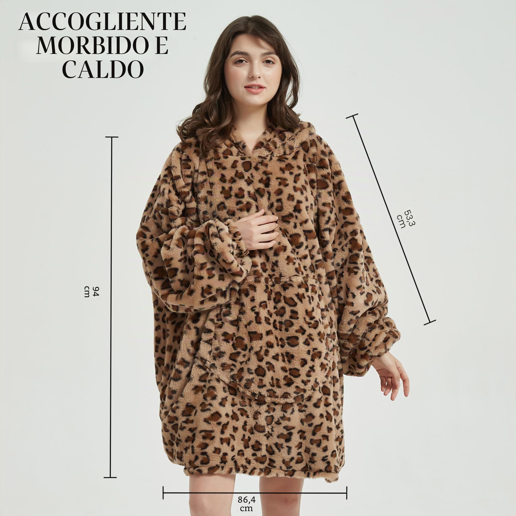 Viviland Felpa con Cappuccio Oversize Fuzzy Coperta Felpa, Super Morbida, Calda e Confortevole Maglione Gigante con Grande Tasca Frontale