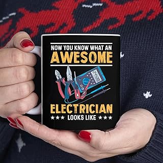 Awesome Electrician Electrical Engineer Electricity Lineman BlackMug, Tea Mug, Tea Cup, Coffee Cup