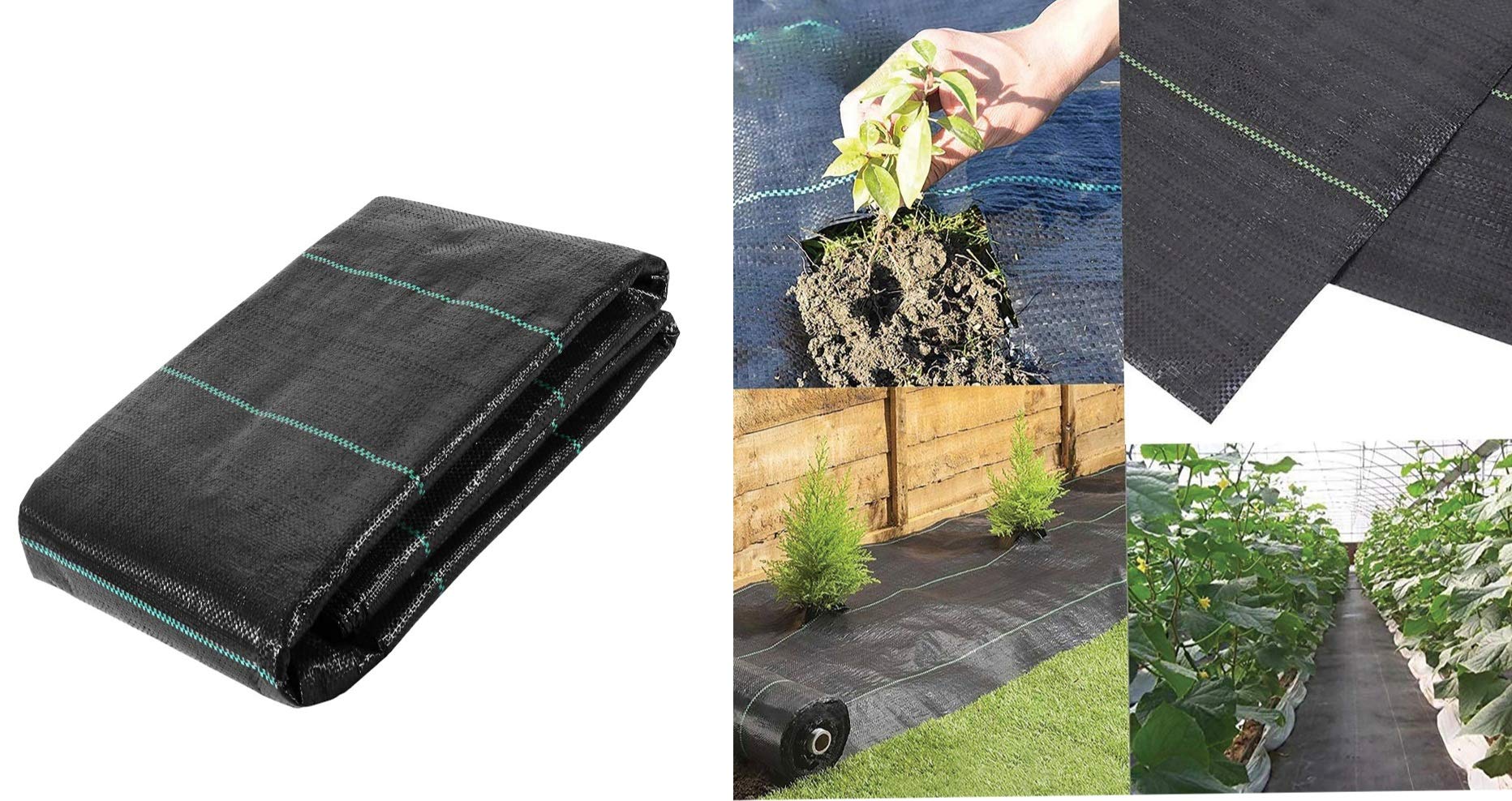 ADEPTNA Heavy Duty Woven Garden Weed Control Fabric Membrane Made from Strong 100g/m² fabric - Ideal for use in Patios Garden Landscaping Flower beds (1M X 10M)